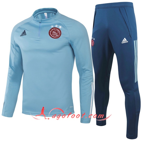 Nouveau Survetement de Foot Ajax Enfant Bleu Clair 20/21