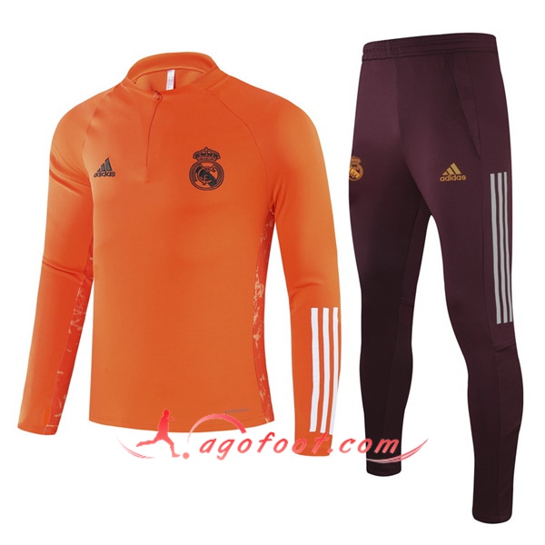 Nouveau Survetement de Foot Real Madrid Enfant Orange 20/21