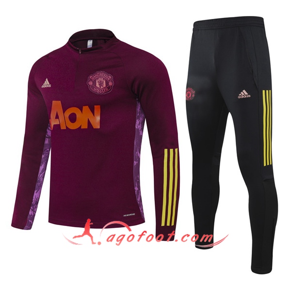 Nouveau Survetement de Foot Manchester United Enfant Violet 20/21