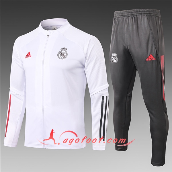 Nouveau Survetement Foot - Veste Real Madrid Enfant Blanc 20/21
