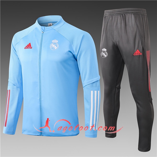 Nouveau Survetement Foot - Veste Real Madrid Enfant Bleu 20/21
