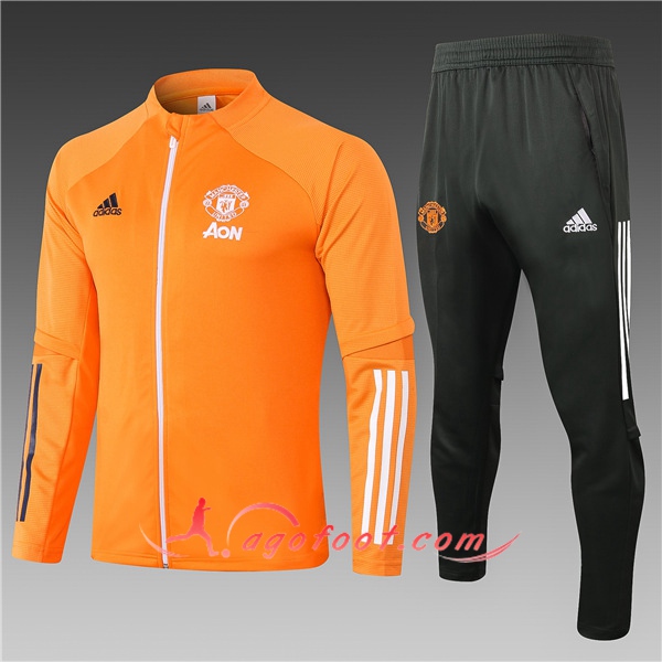 Nouveau Survetement Foot - Veste Manchester United Enfant Orange 20/21