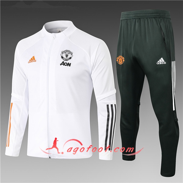 Nouveau Survetement Foot - Veste Manchester United Enfant Blanc 20/21
