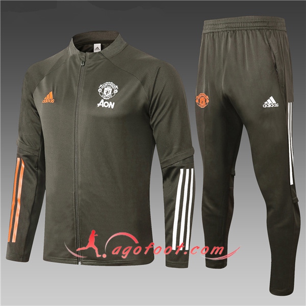Nouveau Survetement Foot - Veste Manchester United Enfant Vert Fonce 20/21