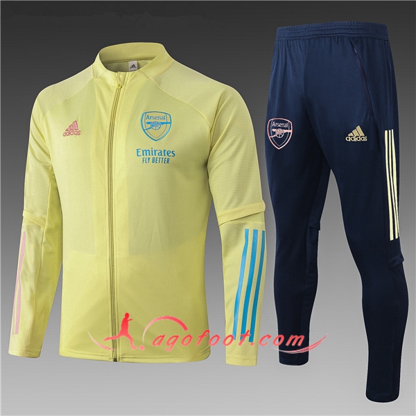 Nouveau Survetement Foot - Veste Arsenal Enfant Jaune 20/21