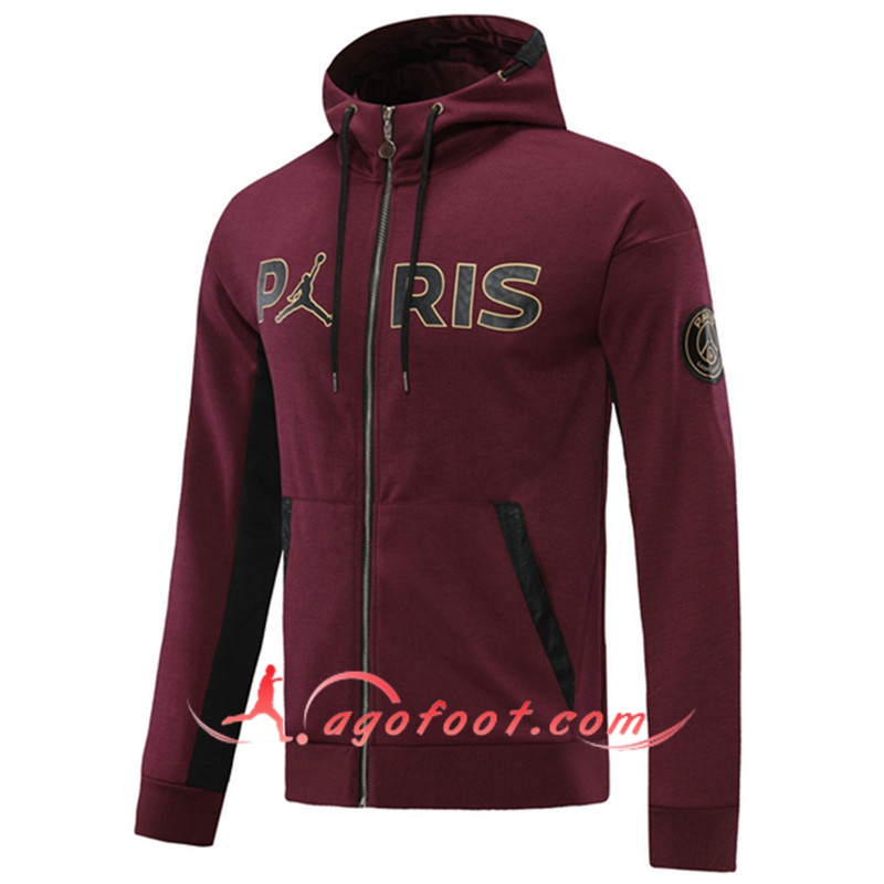 Nouveau Coupe-Vent PSG Jordan Rouge Fonce 20/21