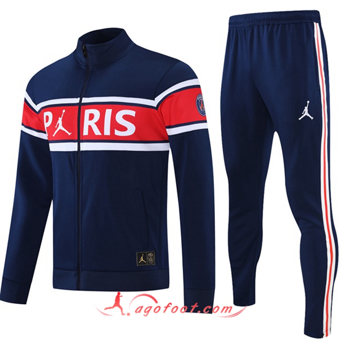 Ensemble Survetement de Foot - Veste Jordan PSG Bleu Marin/Rouge/Blanc 2021/2022