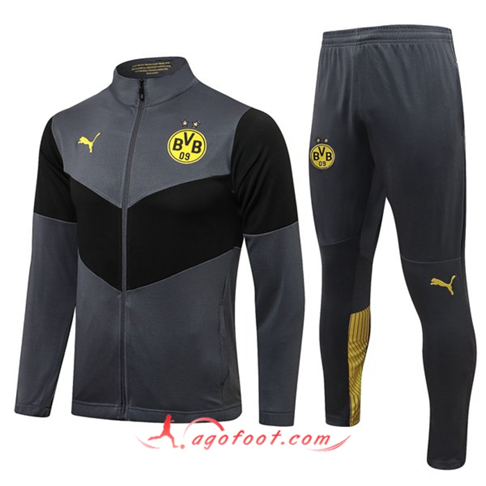 Ensemble Survetement de Foot - Veste Dortmund BVB Noir/Gris 2021/2022