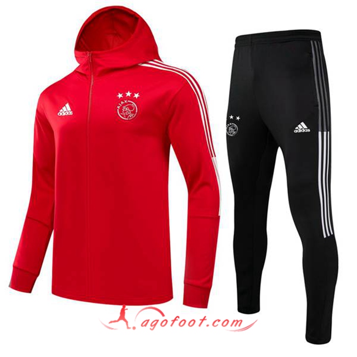 Ensemble Veste A Capuche Survetement - Veste AFC Ajax Rouge 2021/2022