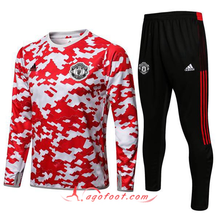 Ensemble Survetement de Foot Manchester United Enfant Rouge/Blanc 2021/2022