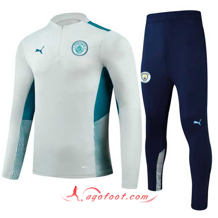 Ensemble Survetement de Foot Manchester City Enfant Bleu Marin/Blanc 2021/2022