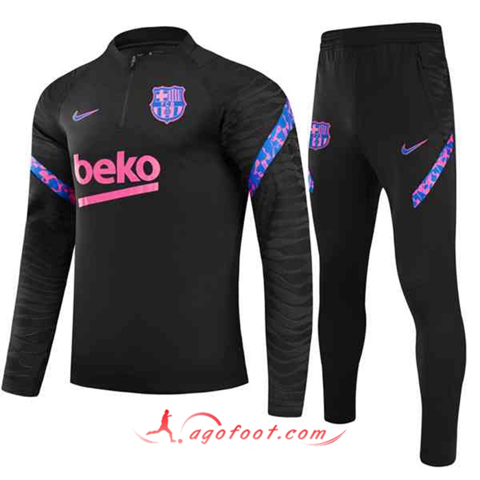 Ensemble Survetement de Foot FC Barcelone Enfant Noir/Pourpre 2021/2022