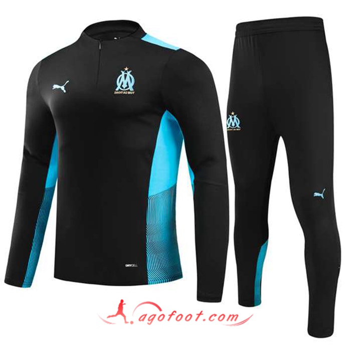 Ensemble Survetement de Foot Marseille OM Enfant Noir/Bleu 2021/2022