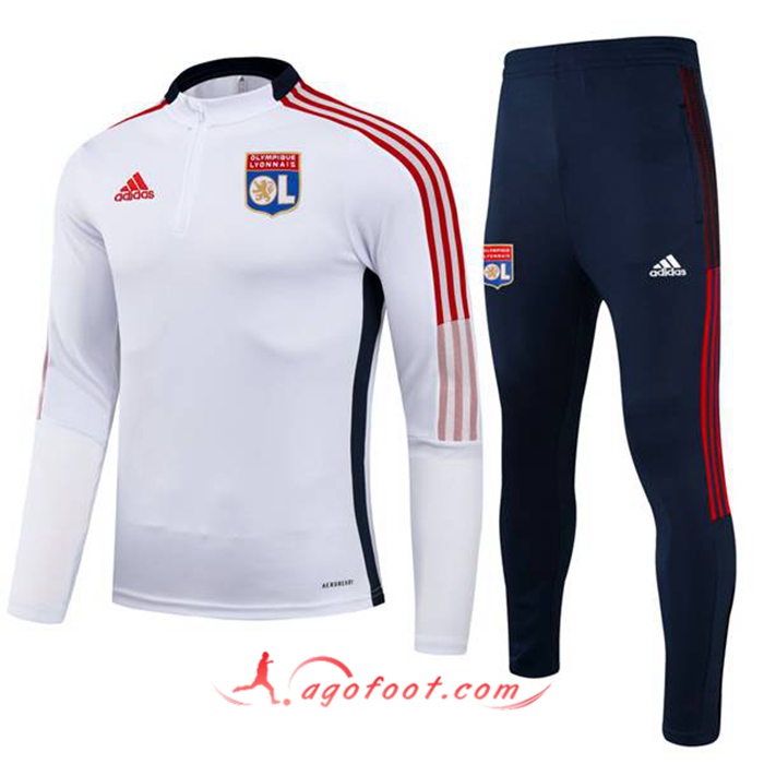 Ensemble Survetement de Foot Lyon OL Enfant Blanc/Rouge 2021/2022