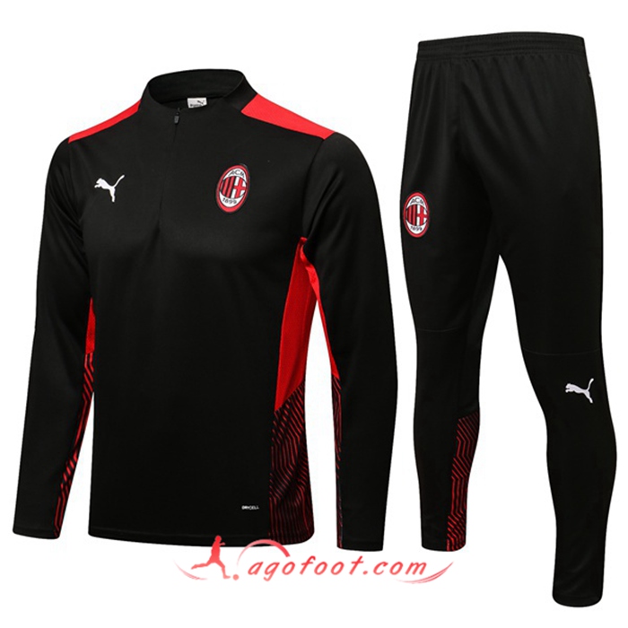 Ensemble Survetement de Foot AC Milan Enfant Noir/Rouge 2021/2022