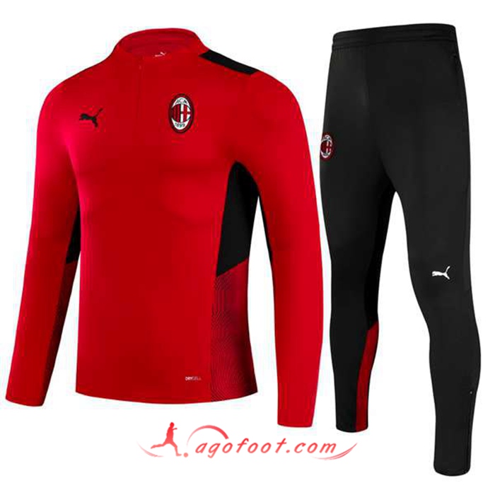 Ensemble Survetement de Foot AC Milan Enfant Rouge/Noir 2021/2022