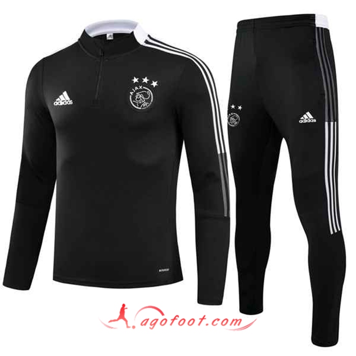 Ensemble Survetement de Foot AFC Ajax Enfant Noir/Blanc 2021/2022