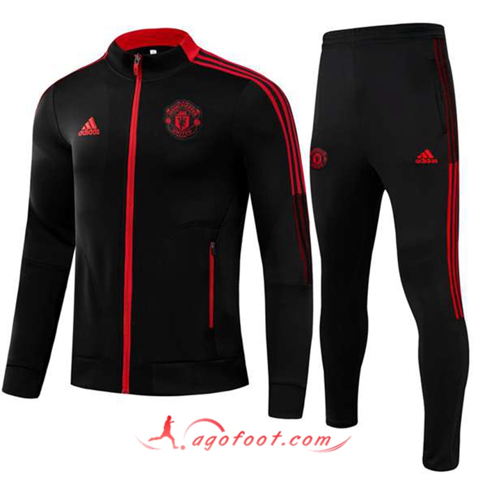 Ensemble Survetement de Foot - Veste Manchester United Enfant Noir/Rouge 2021/2022