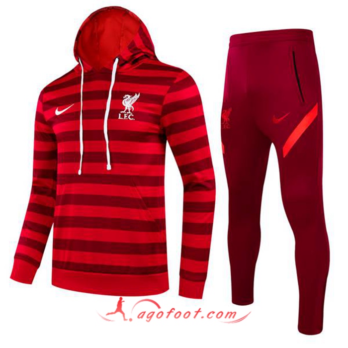 Ensemble Veste A Capuche Survetement - Veste FC Liverpool Enfant Rouge/Rouge Marin 2021/2022