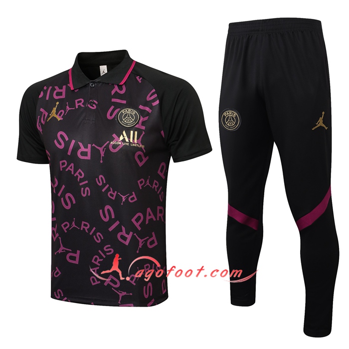 Ensemble Polo Jordan PSG + Pantalon Noir/Pourpre 2021/2022