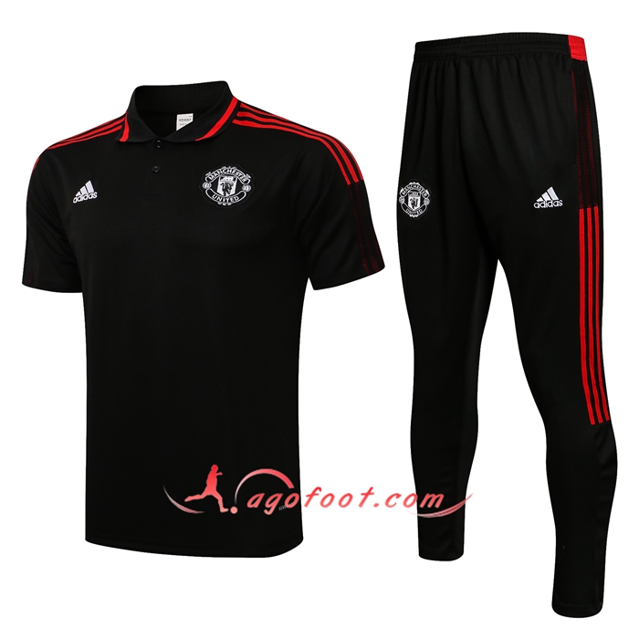 Ensemble Polo Manchester United + Pantalon Rouge/Noir 2021/2022