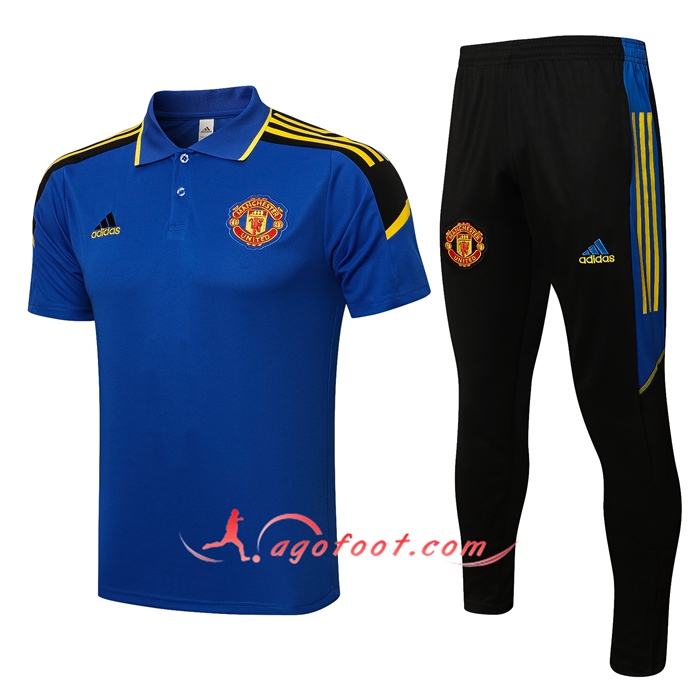 Ensemble Polo Manchester United + Pantalon Bleu/Noir 2021/2022 -01