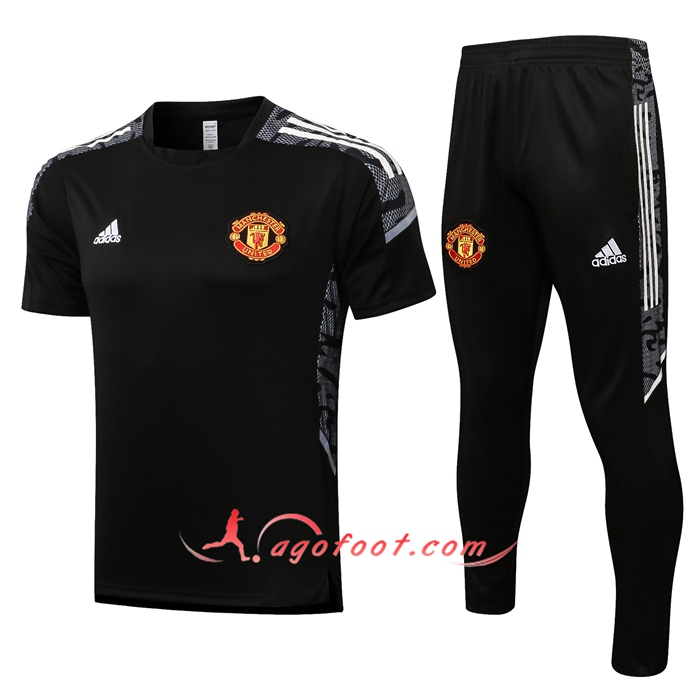 Ensemble Polo Manchester United + Pantalon Blanc/Noir 2021/2022