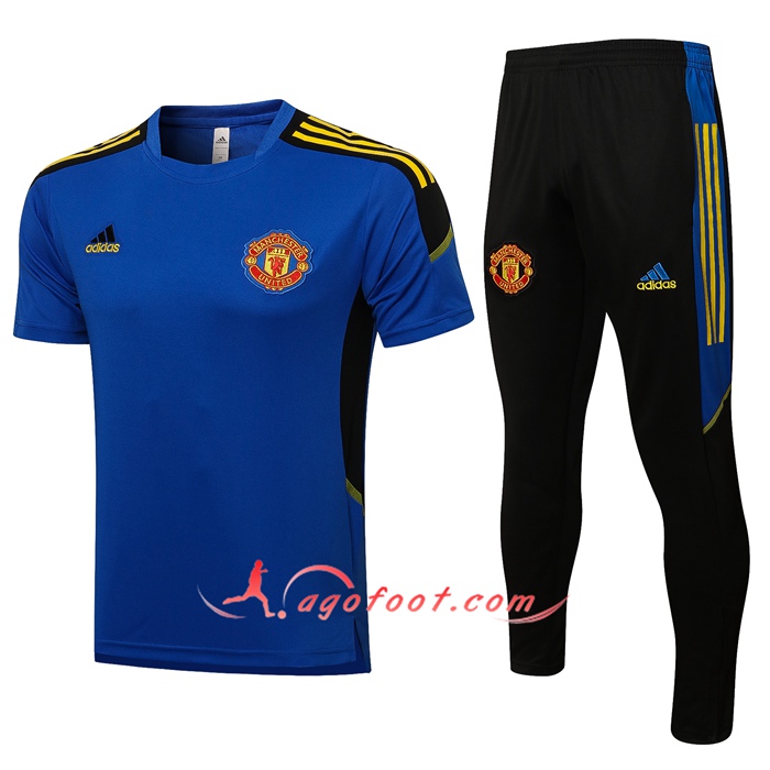 Ensemble Polo Manchester United + Pantalon Bleu/Noir 2021/2022