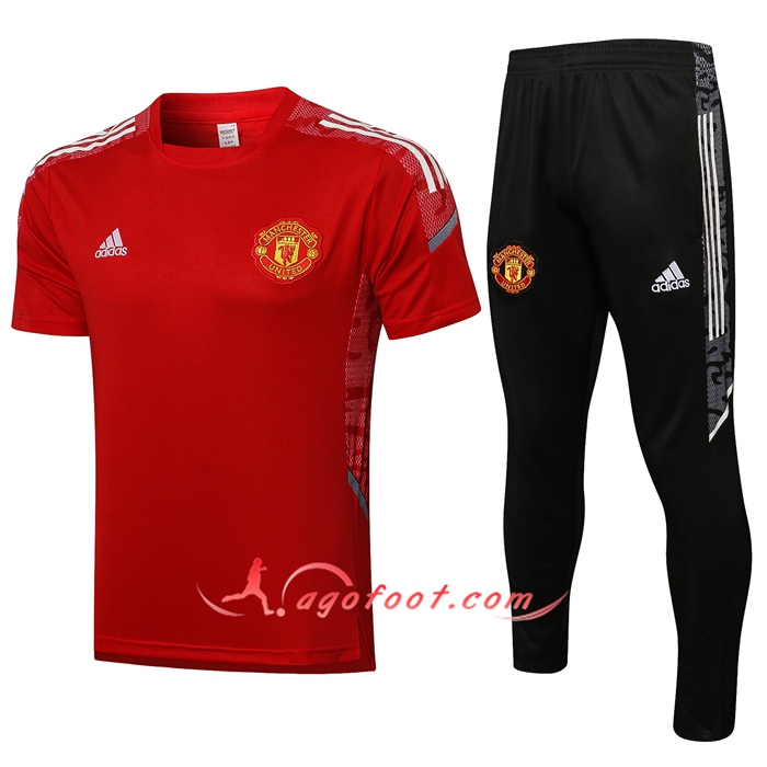 Ensemble Polo Manchester United + Pantalon Blanc/Rouge 2021/2022 -02