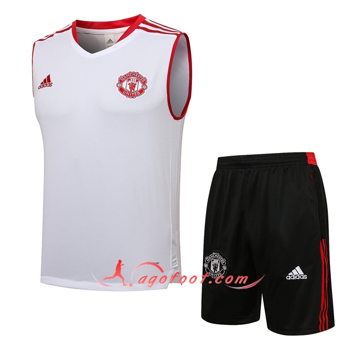 Ensemble Training Debardeur Manchester United + Short Blanc 2021/2022