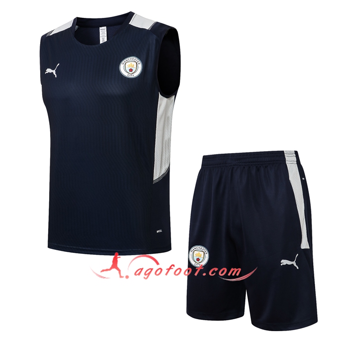 Ensemble Training Debardeur Manchester City + Short Bleu Marin 2021/2022
