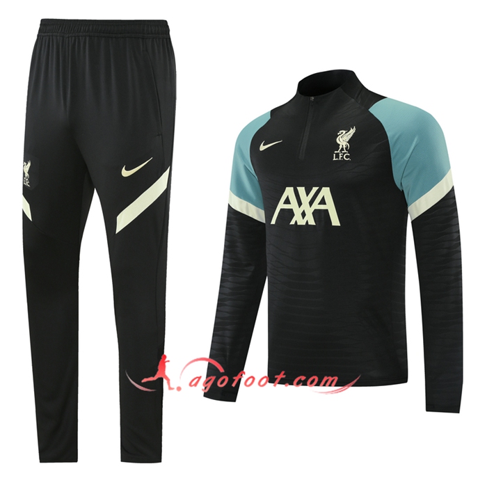 Ensemble Survetement de Foot FC Liverpool Noir/Vert 2021/2022