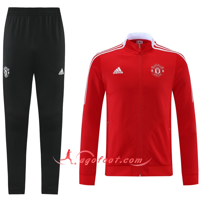 Ensemble Survetement de Foot - Veste Manchester United Rouge/Blanc 2021/2022