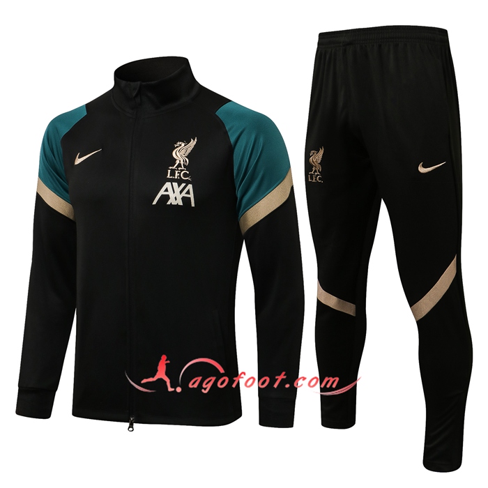Ensemble Survetement de Foot - Veste FC Liverpool Noir/Vert/Brun 2021/2022