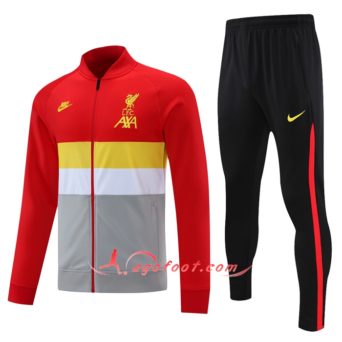 Ensemble Survetement de Foot - Veste FC Liverpool Rouge/Jaune/Blanc/Gris 2021/2022