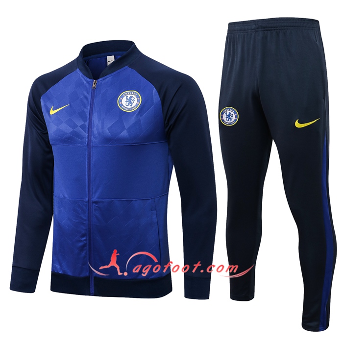 Ensemble Survetement de Foot - Veste FC Chelsea Noir/Bleu 2021/2022