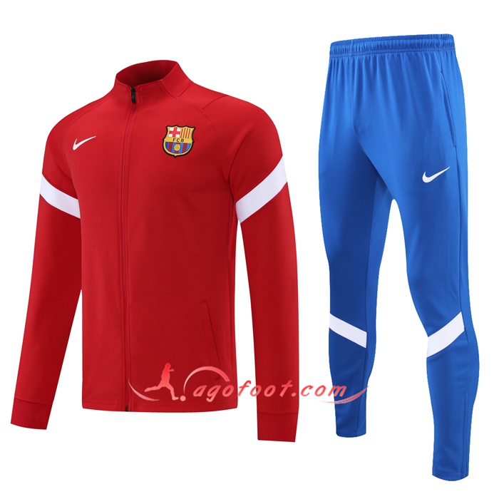 Ensemble Survetement de Foot - Veste FC Barcelone Rouge/Blanc 2021/2022