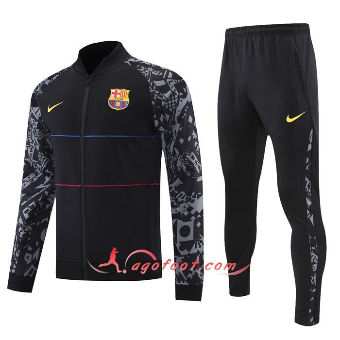 Ensemble Survetement de Foot - Veste FC Barcelone Noir/Gris 2021/2022