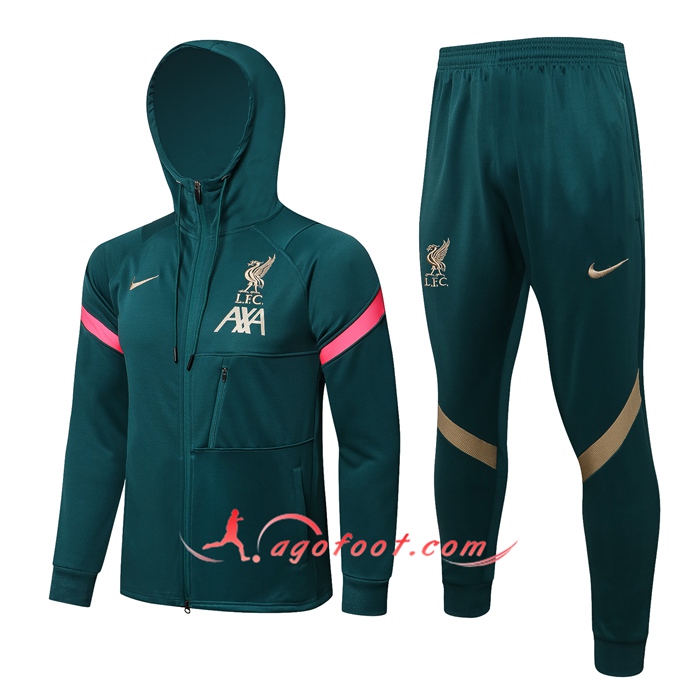 Ensemble Veste A Capuche Survetement - Veste FC Liverpool Vert 2021/2022