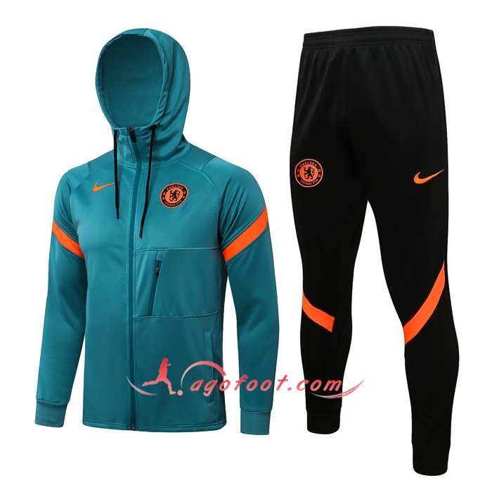Ensemble Veste A Capuche Survetement - Veste FC Chelsea Vert 2021/2022