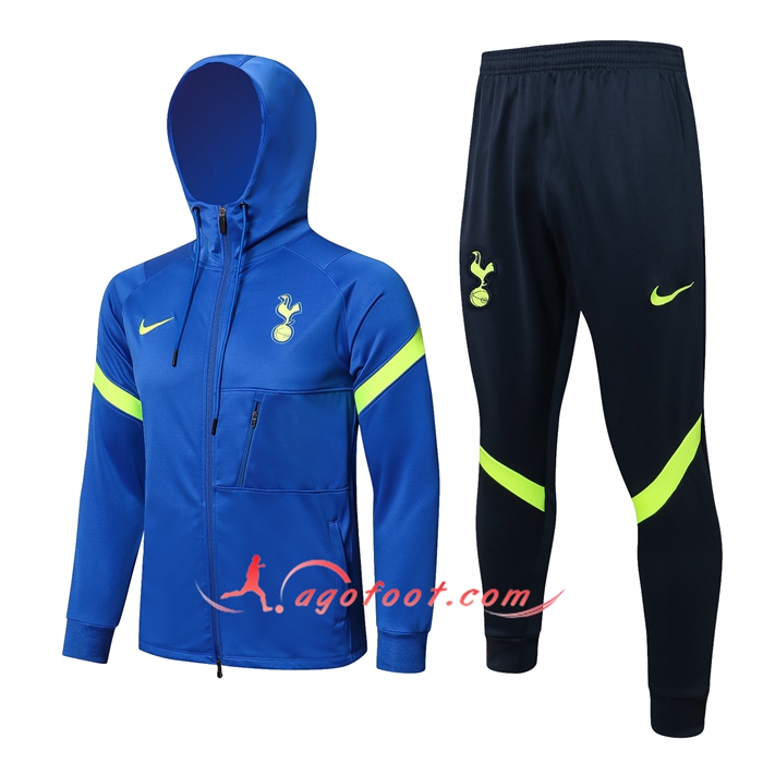 Ensemble Veste A Capuche Survetement - Veste Tottenham Hotspur Bleu/Jaune 2021/2022
