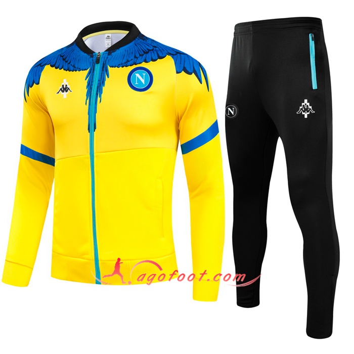 Ensemble Survetement de Foot - Veste SSC Naples Enfant Bleu/Jaune 2021/2022