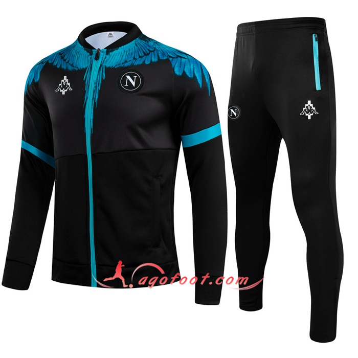 Ensemble Survetement de Foot - Veste SSC Naples Enfant Noir/Bleu 2021/2022