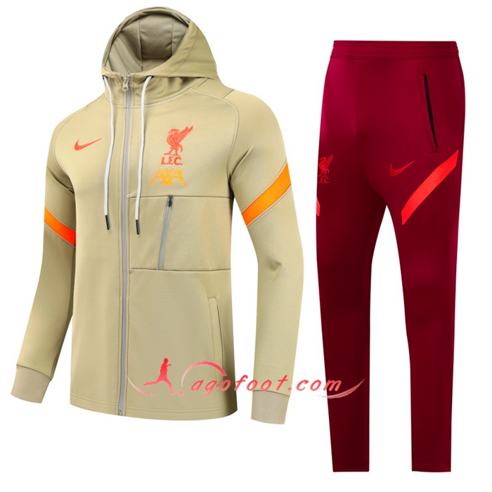 Ensemble Veste A Capuche Survetement - Veste FC Liverpool Enfant Brun 2021/2022