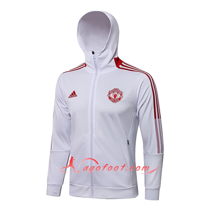 Veste A Capuche Manchester United Rouge/Blanc 2021/2022