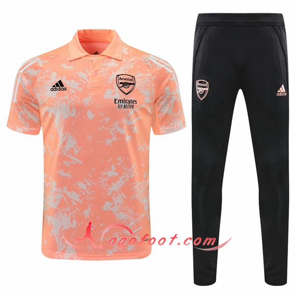 Ensemble Polo Arsenal + Pantalon Rose/Blanc 20/21