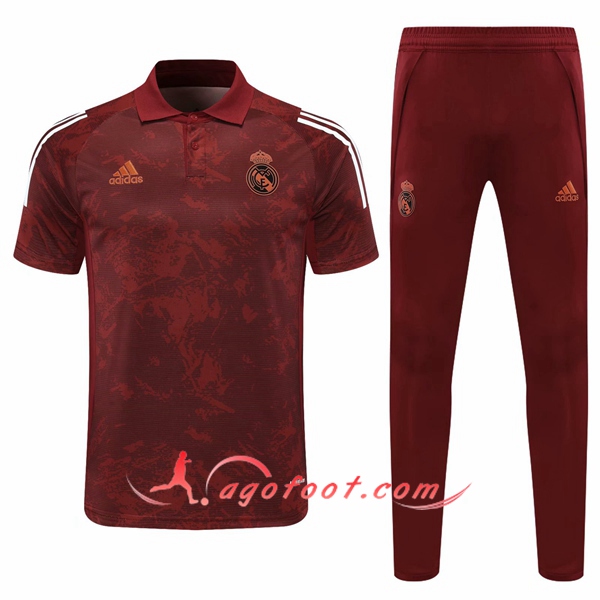 Ensemble Polo Real Madrid + Pantalon Marron/Blanc 20/21