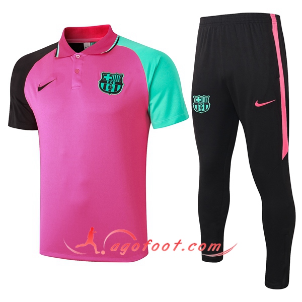 Ensemble Polo FC Barcelone + Pantalon Rose/Noir 20/21