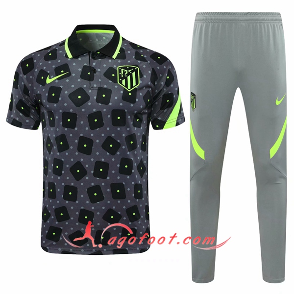 Ensemble Polo Atletico Madrid + Pantalon Noir/Volt 20/21