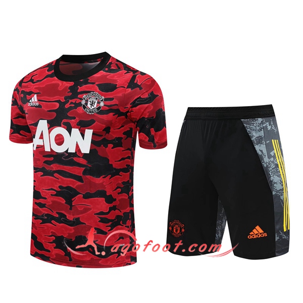 Ensemble Training T-Shirts Manchester United + Shorts Noir/Rouge 20/21